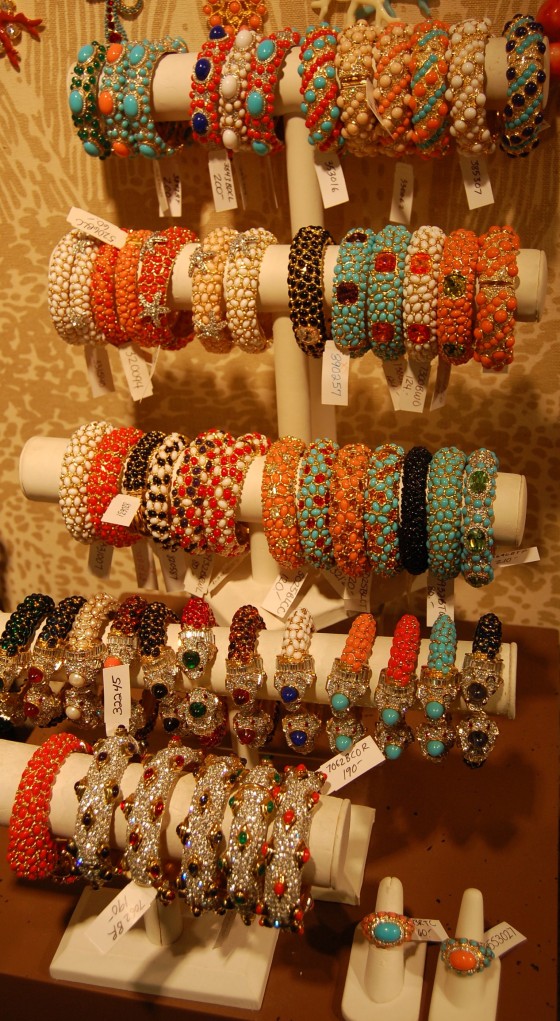 The showroom was filled with Lane's beautiful creation like these bracelets